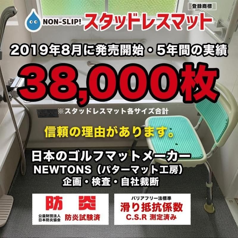 Amazon.co.jp: お風呂の滑り止めマット 90cm×80cm [1枚入り] 高規格6mm